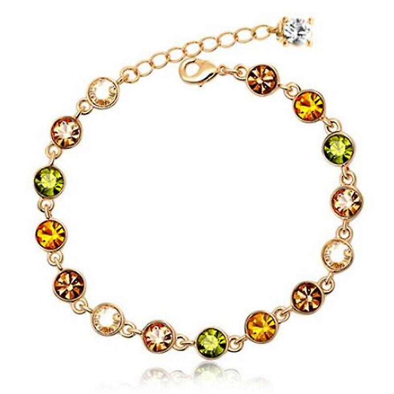 925 Silver Gold Women Cubic Zirconia Chain Bangle Cuff Bracelet Wedding Jewelry Economico