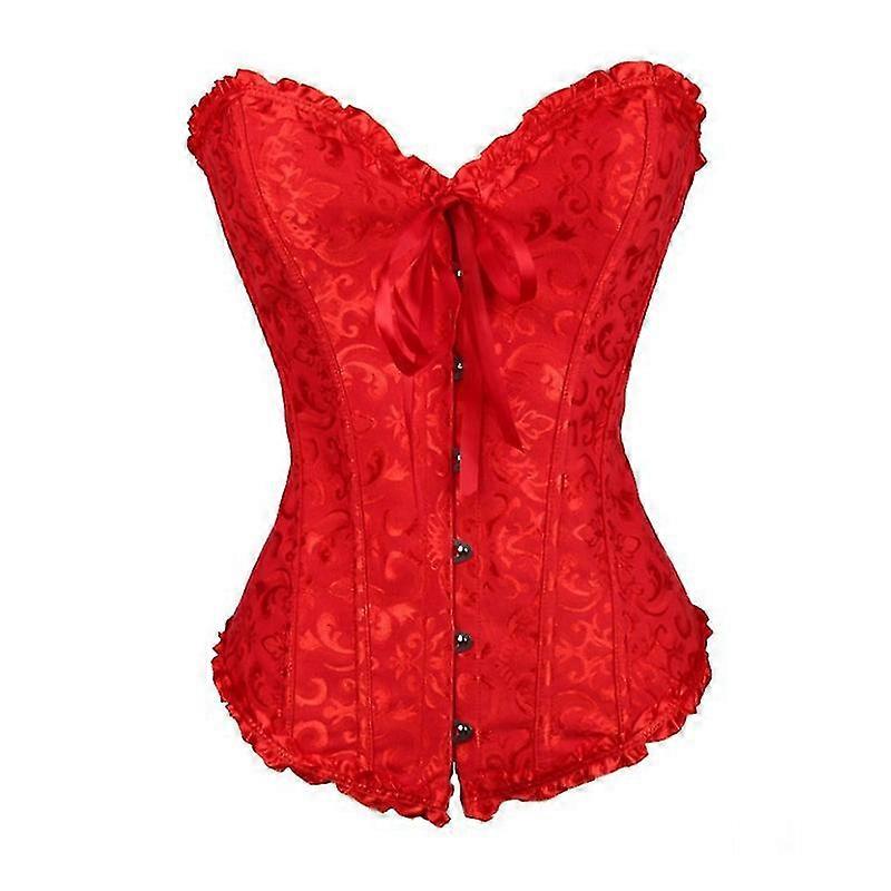 Jianghuo Women's Overbust Sweetheart Lace Up Plastic Bones Corset Bustier Top rosso Soddisfazione Garantita