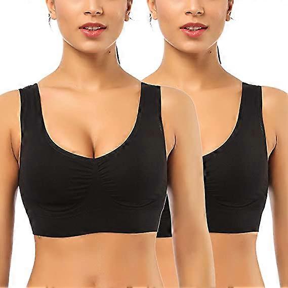 Kongqtee Super Comfort Bra Bra Reggiseni sportivi da donna Pad rimovibili Plus Size Sleep Bras Per ragazze In Yoga Bralette Leisure Stretch Crop Tops Vest 2 Pack Presa