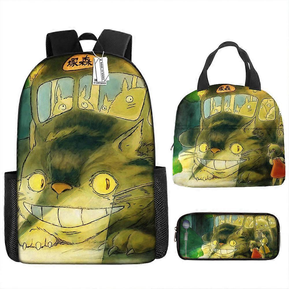 Cartone animato Il mio vicino Totoro Zaino Studente Della Scuola Primaria E Secondaria Zaino Pranzo Borsa Matita Borsa Tre Pezzi Set 11 -HGDMV I Più Venduti