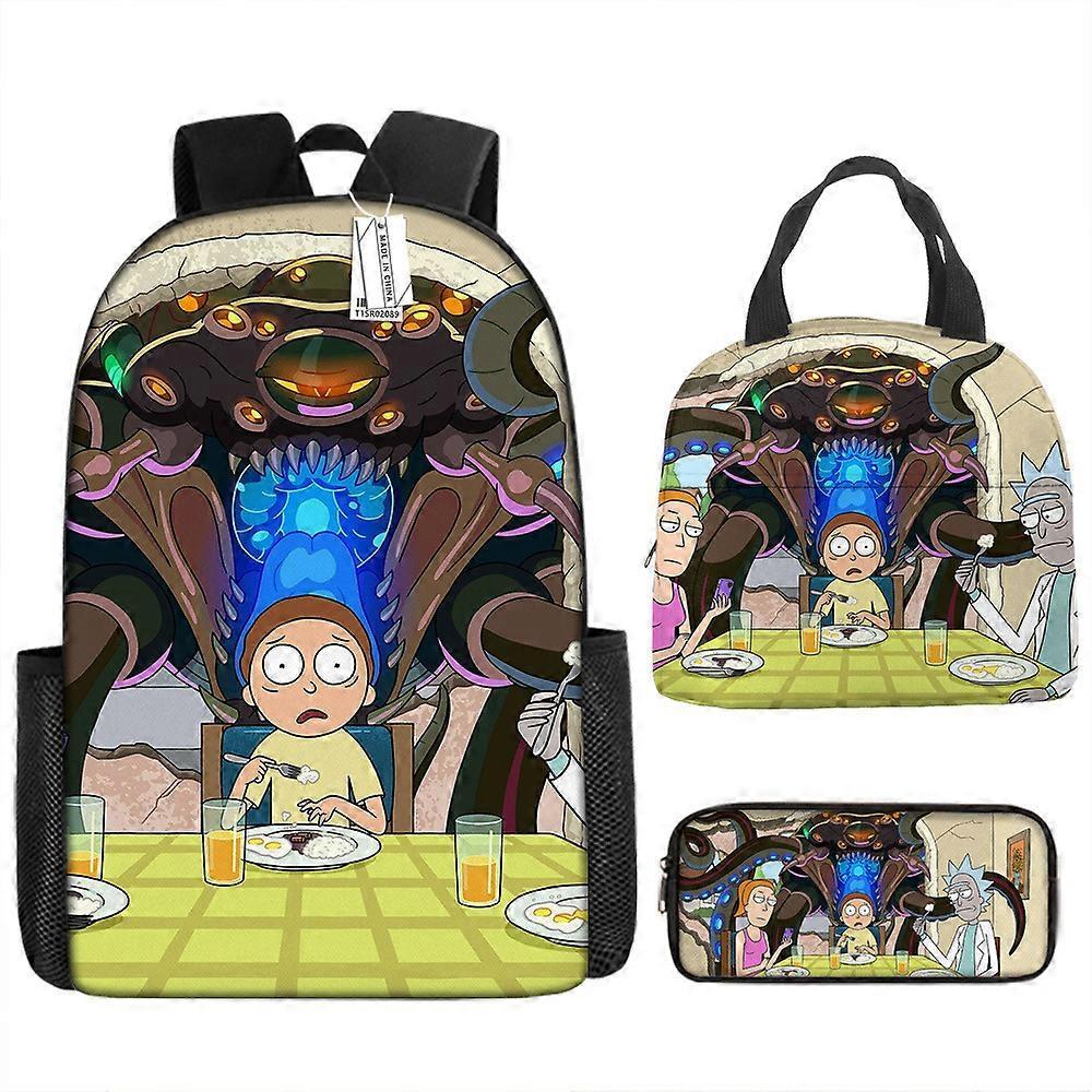 Cartoon Rick And Modi Zaino Studenti Delle Scuole Elementari E Medie Borsa Scolastica Borsa Pranzo Borsa Matita Set Di Tre Pezzi 29 -HGDMV Offerta speciale