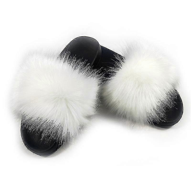 Diapositive in pelliccia sintetica da donna multicolori pantofole in pelliccia carina a punta aperta sandali in pelliccia comodi con pelliccia soffice