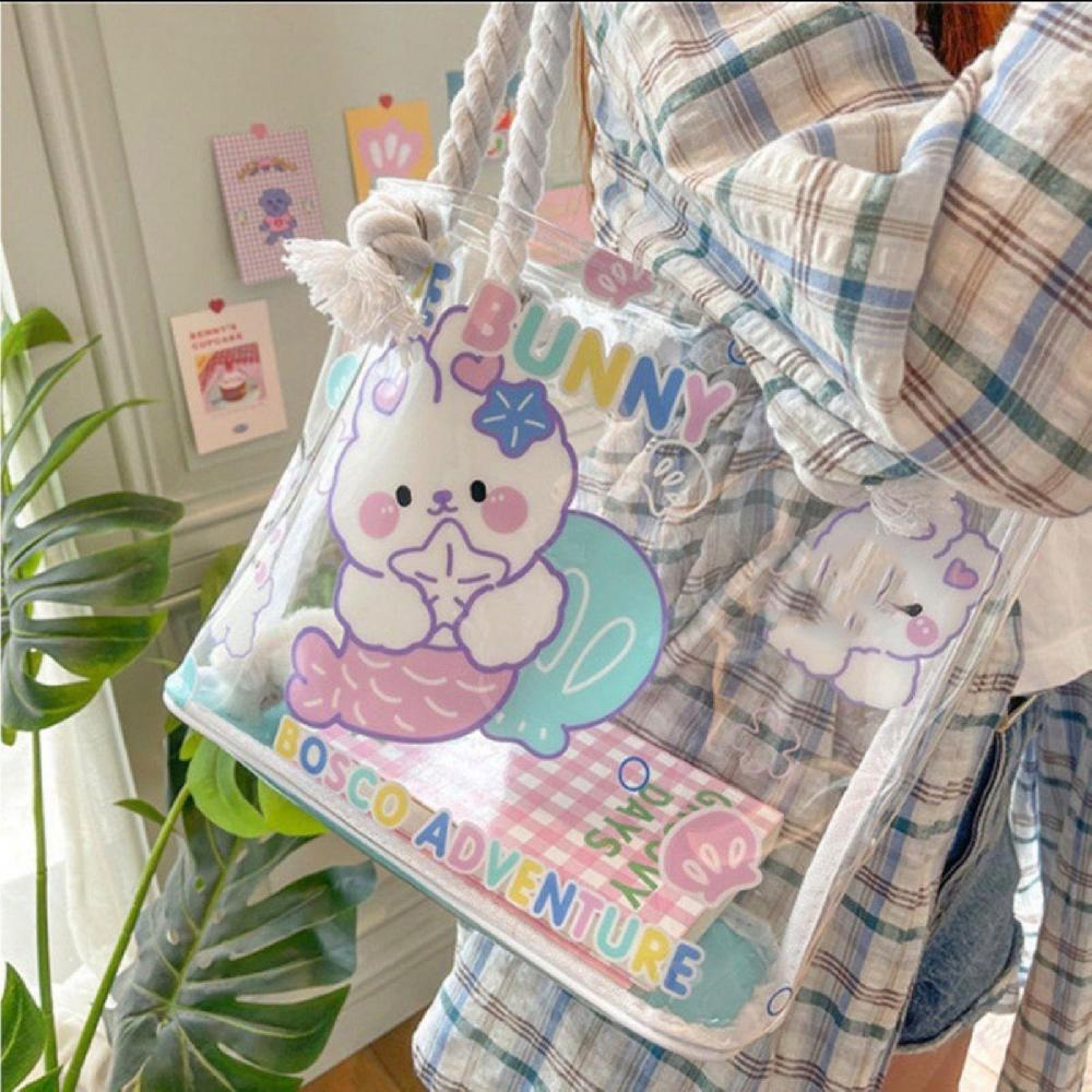 Waterproof Clear Handbag Large Capacity Cute Shoulder Bag for Women and Girls School Work Sconti questo mese