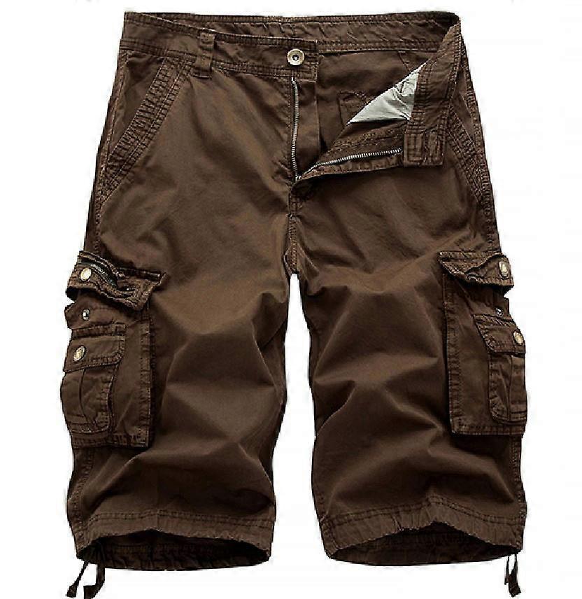 Men's Cargo Shorts Relaxed Fit Multi-Pocket Outdoor Cotton Shorts -coffee Consegna Veloce