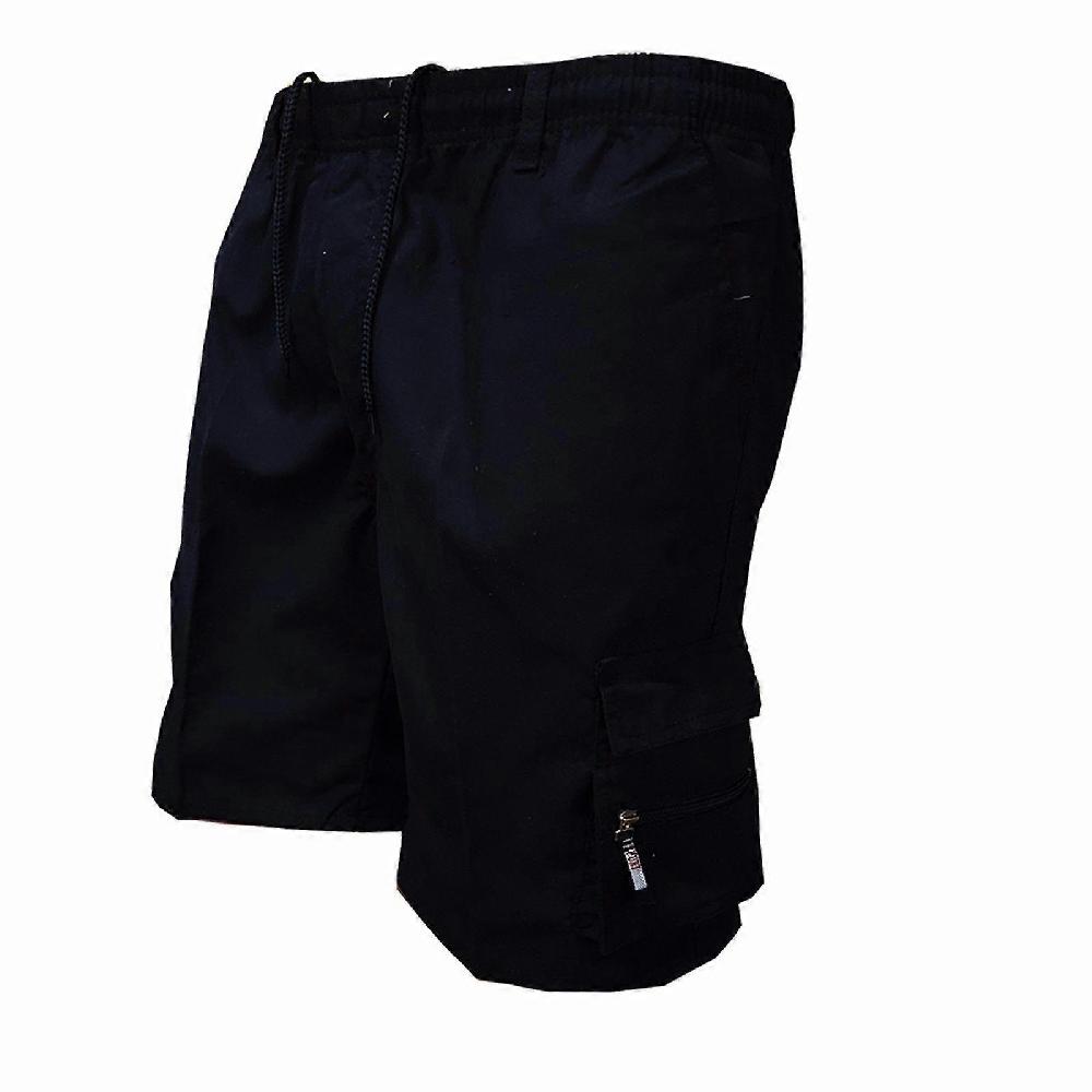 Men's Cargo Shorts Elastic Waistband Relaxed Fit Summer Casual Shorts-black Prezzo Ridotto