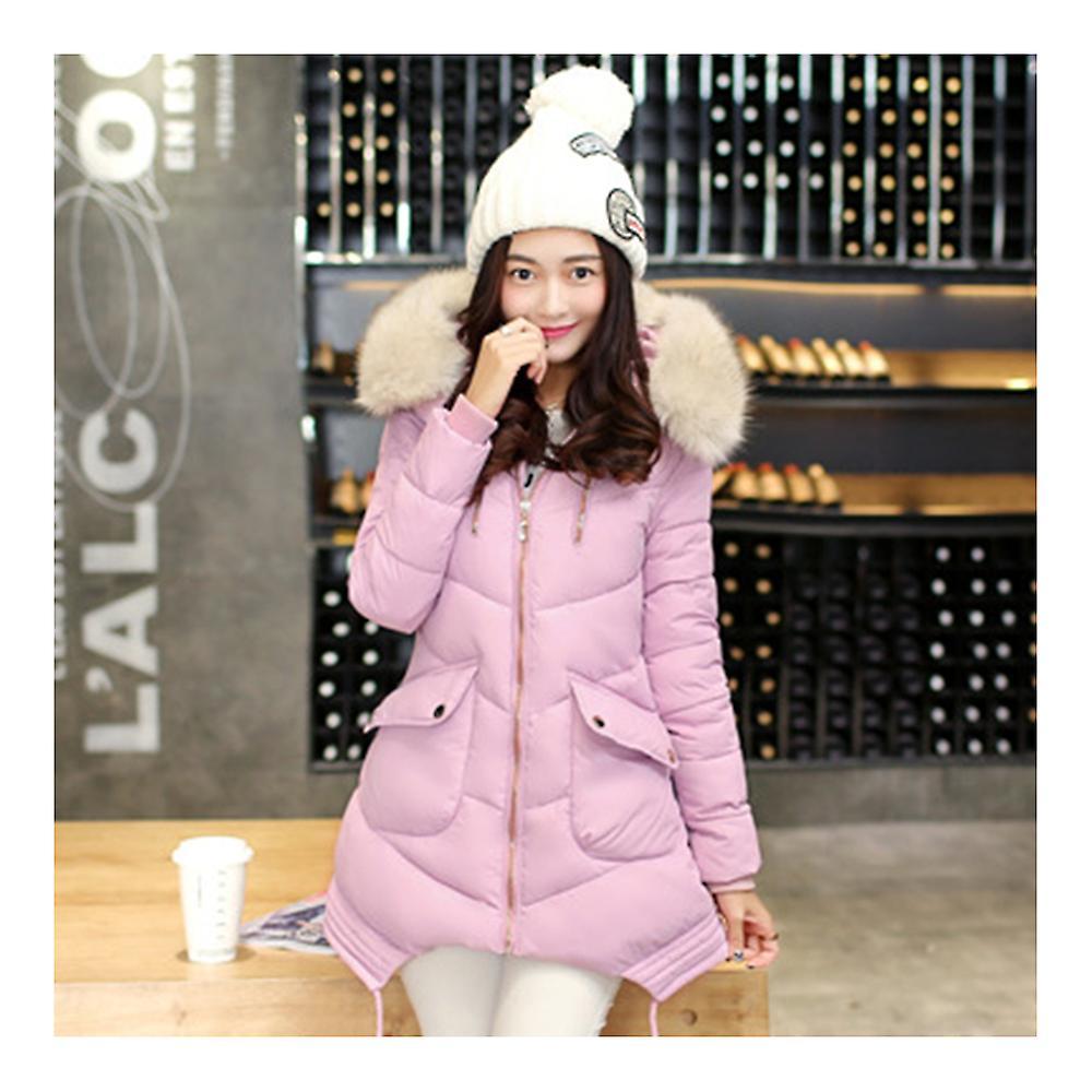 Woman Fur Collar Hoodied Slim Down Coat Middle Long Thick Prezzo di fabbrica