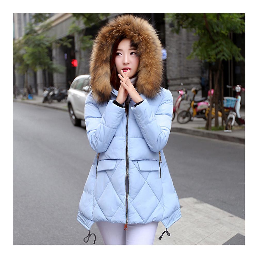 Winter Slim Cappotto Medio Lungo in Cotone Plus Size Collo in pelliccia con cappuccio spesso Offerta per la Festa della Mamma