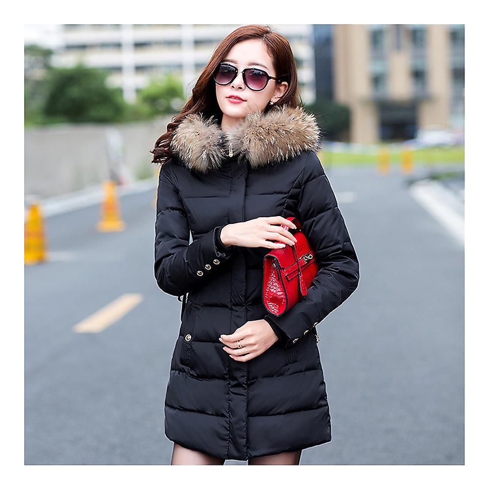Winter Woman Middle Long Slim Down Coat Fur Collar Hoodied Smaltimento dello stoccaggio