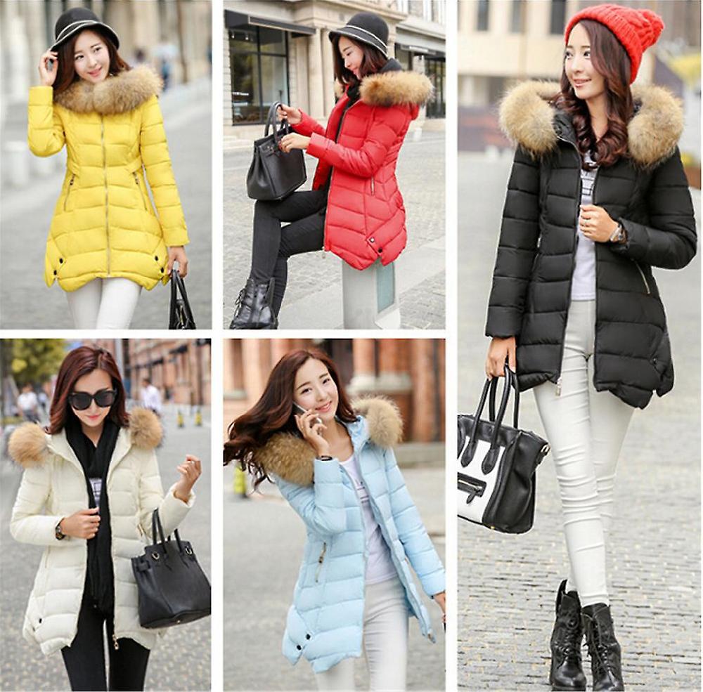 Moda Inverno Donne Giù Cotone Slim Pelliccia Lunga Colletto Giacca Parka Offerta temporanea