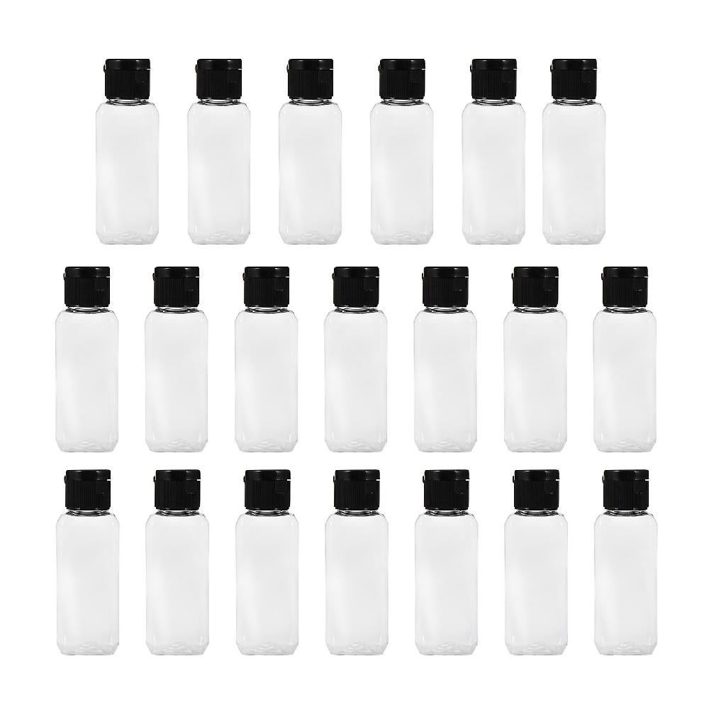 20Pcs 50ml Portable Travel Bottle Clear Plastic Empty Refillable Reusable Bottle Transparent color black Bestseller