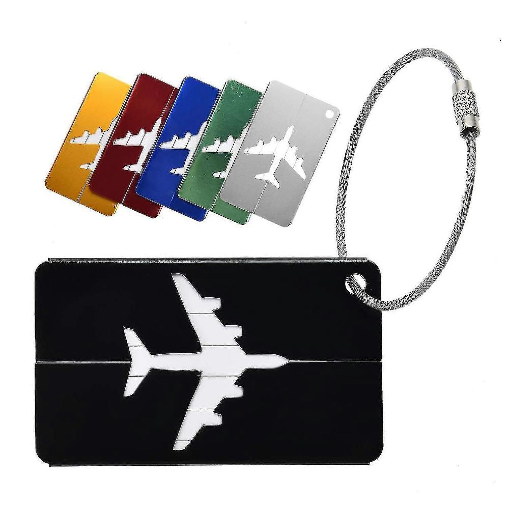 Etichette per bagagli per valigie 6 etichette per bagagli in lega di alluminio Etichette per valigie in lega di alluminio con anello in acciaio (colore casuale)