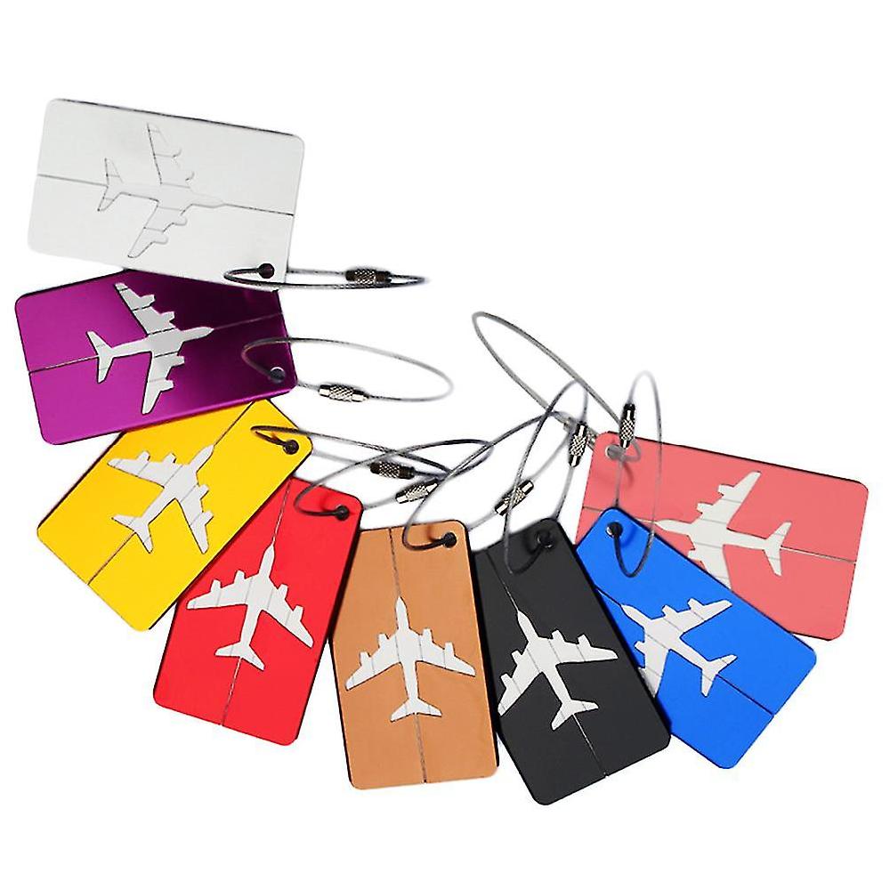 8pcs Aluminum Air Plane Pattern Luggage Tag Baggage Handbag Id Tag Name Holder With Key Ring Sostegno trimestrale