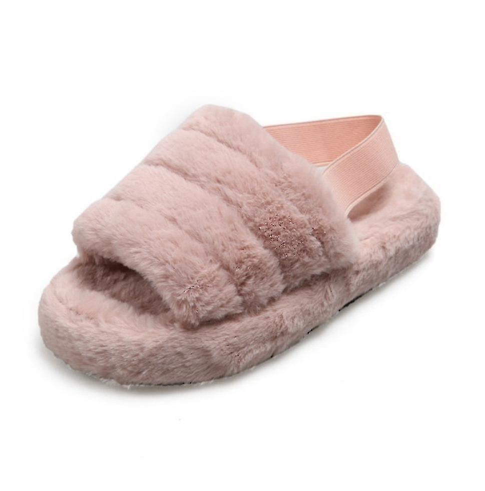 Ladies Womens Faux Fur Fluffy Sliders Slip On Flat Warm Slippers Sandals New
