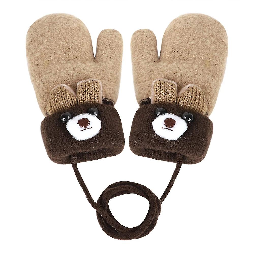 Toddler Warm Winter Full Finger Gloves Infant Thick Fleece Lined Ski Gloves With Cords Shopping Online