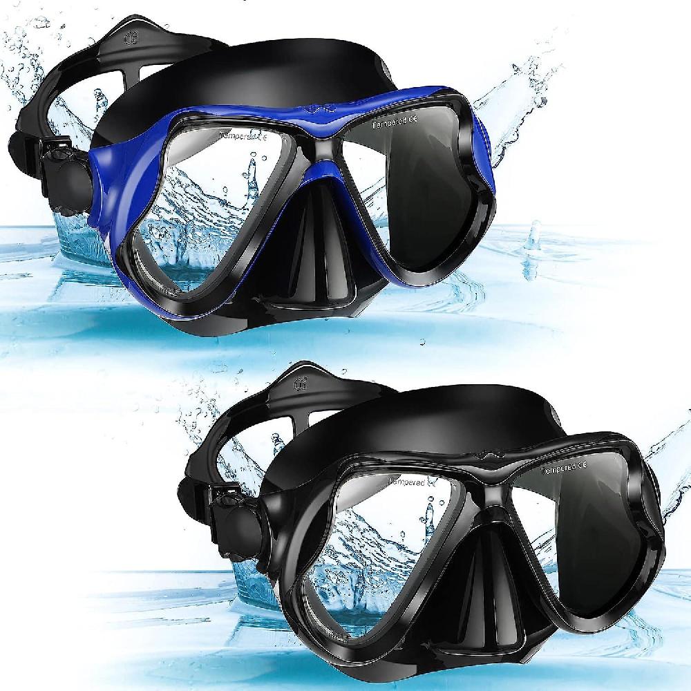 2 Pack Swim Mask For Adult Swimming Snorkel Diving Mask Swimming Goggles With Nose Cover Clear View Anti Fog Swim Mask Tempered Glass Snorkeling Goggl Sconto