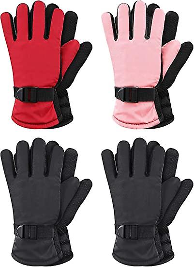 4 Pairs Kids Winter Gloves Waterproof Snow Ski Gloves Warm Unisex Camouflage Gloves For Cold Weather Girls Boys Children