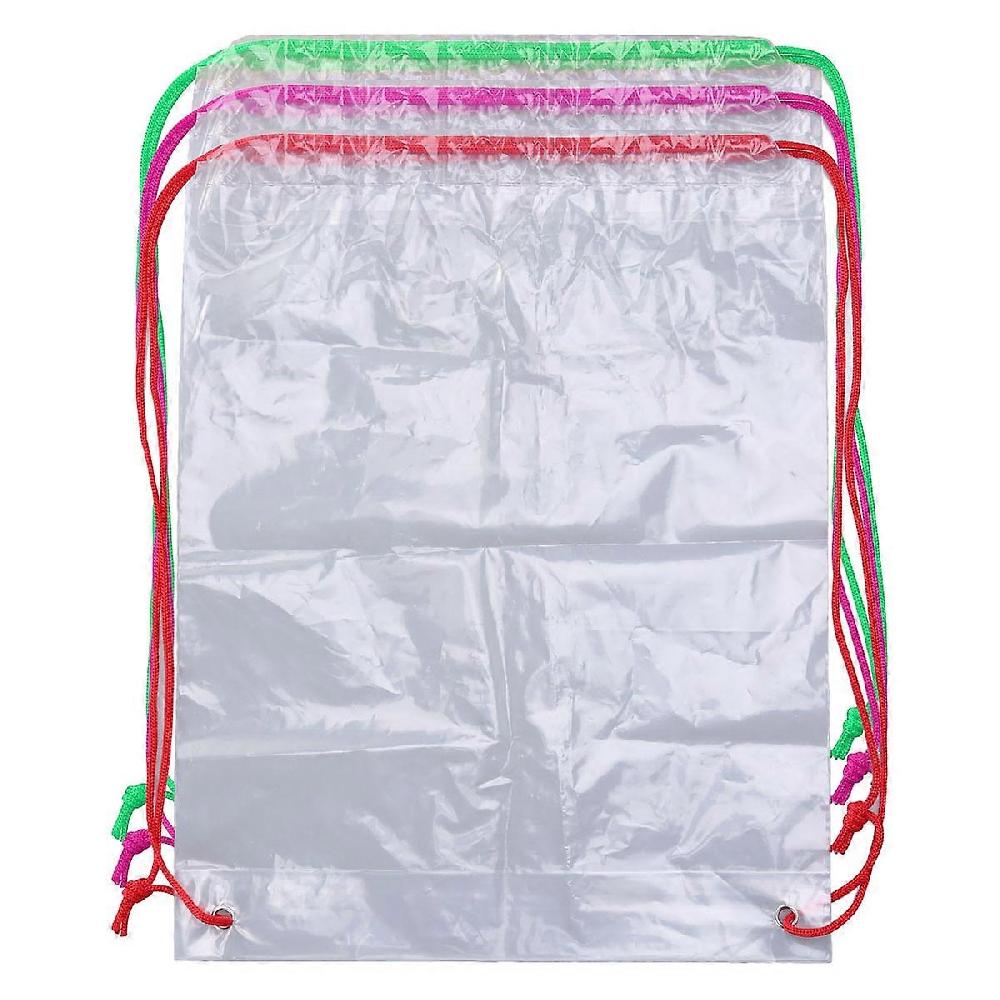 Qualified Storage Bag Transparent Drawstring Backpack Clear String Bag (Rope Color Random) Vendita Calda