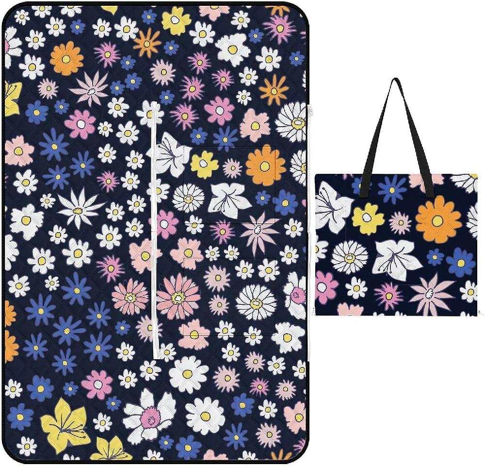 EDGFEWWOI238Ethnic African Theme Picnic Blanket Outdoor Camping Mat Foldable Portable Tote Bag 3-Layer Waterproof Backing for Outdoors Concerts Beach Online Outlet