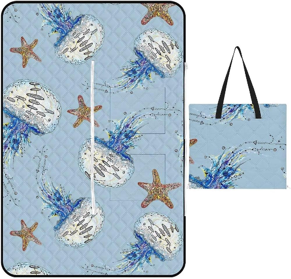 EDGFEWWOI518Marines-Texture Picnic Blanket Outdoor Camping Mat Foldable Portable Tote Bag 3-Layer Waterproof Backing for Outdoors Concerts Beach Park
