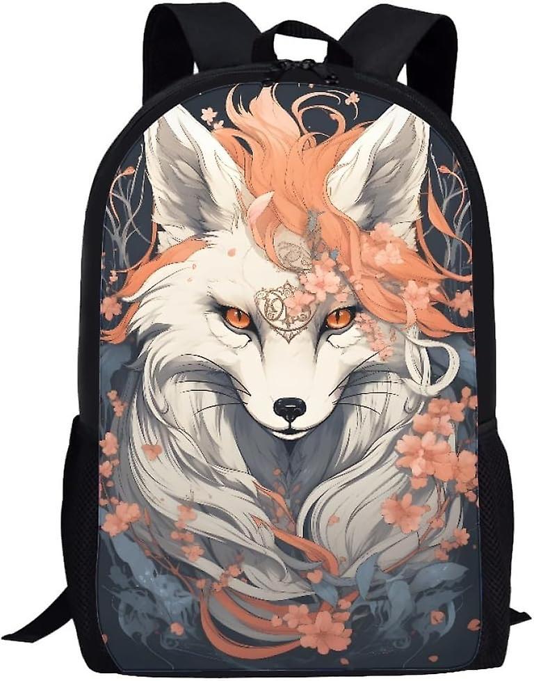 YJG POJHH970Fox Totem Zaino Stampato per Primario Ragazzo Ragazza Animale Borse Scolastiche Zaino Borse da Viaggio Borse da Campeggio Fiore di Luna Volpe Arancione-Volpe Arancione Offerte stagionali