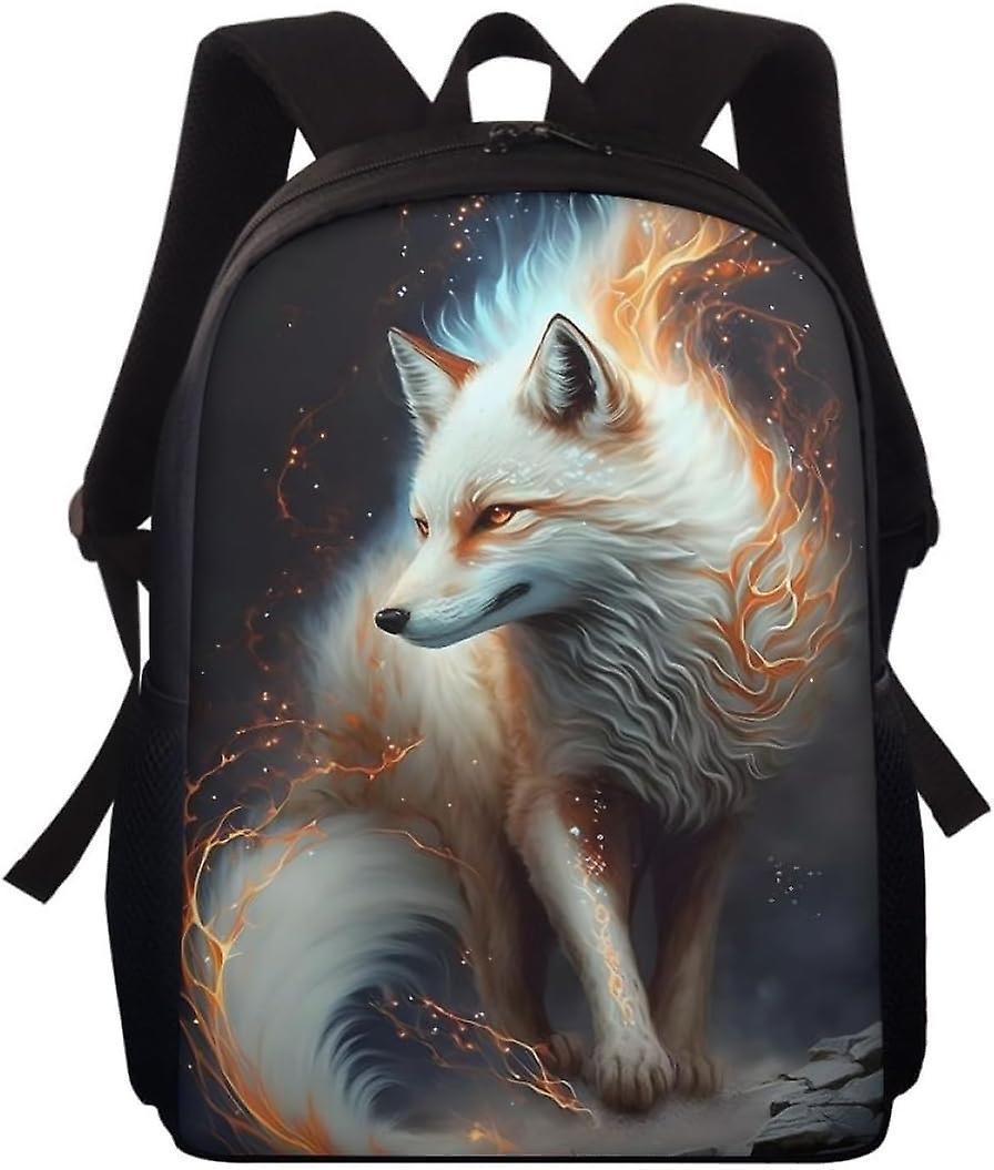 YJG POJHH1098ArtistMixWay 3D Animale Stampato Libro Borse Zaini per Ragazzo Uomo Bianco Volpe Daypack Borsa A Tracolla per Scuola Media Elementare Oro Totem Whi Liquidazione