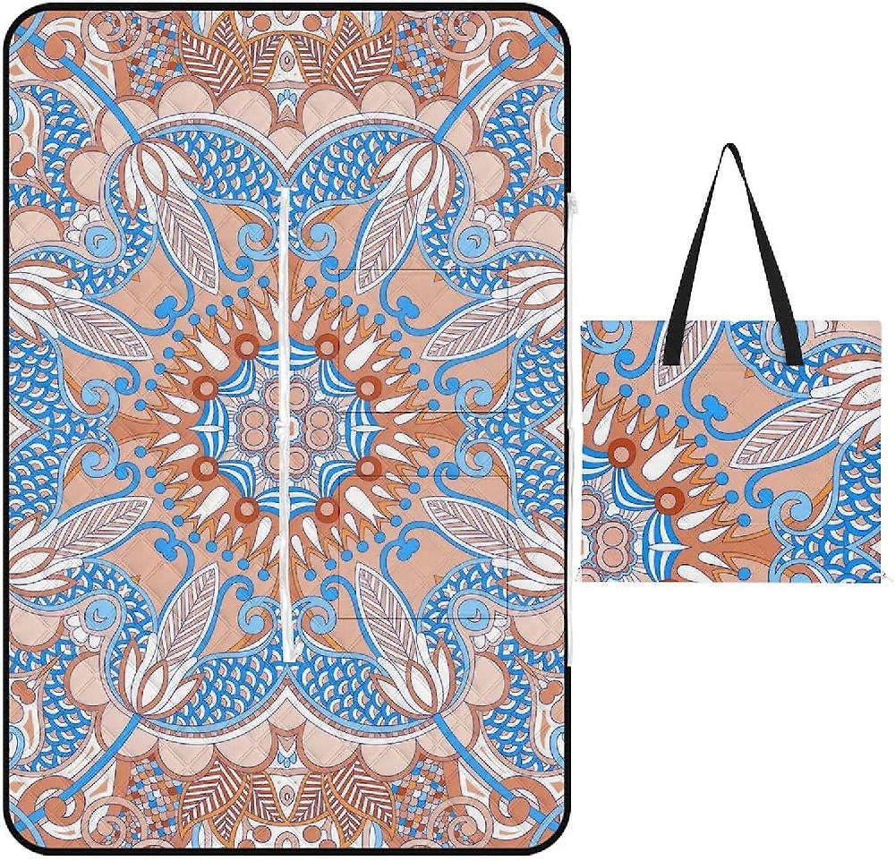 EDGFEWWOI700Traditional Paisley Graphics Picnic Blanket Outdoor Camping Mat Foldable Portable Tote Bag 3-Layer Waterproof Backing for Outdoors Concer Comprane uno, ottenene uno gratis