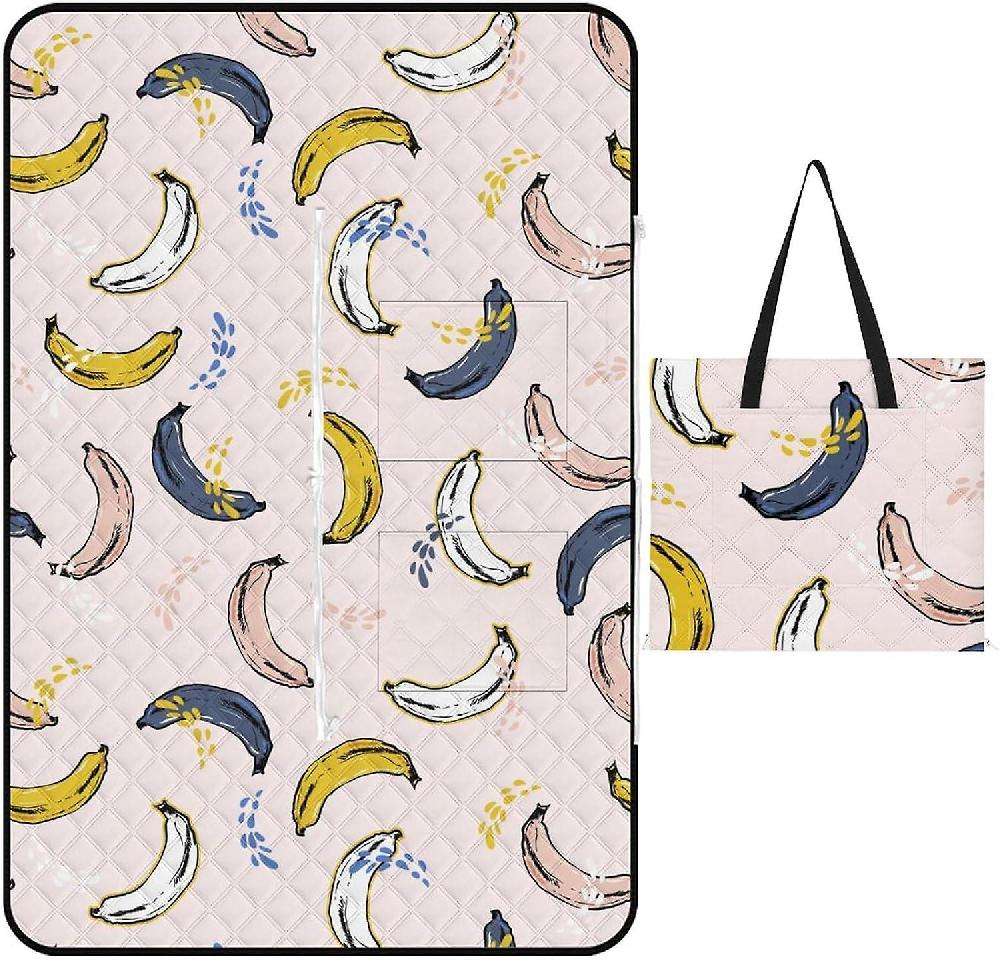 EDGFEWWOI530Colourful Summer Picnic Blanket Outdoor Camping Mat Foldable Portable Tote Bag 3-Layer Waterproof Backing for Outdoors Concerts Beach Par Ritorno libero