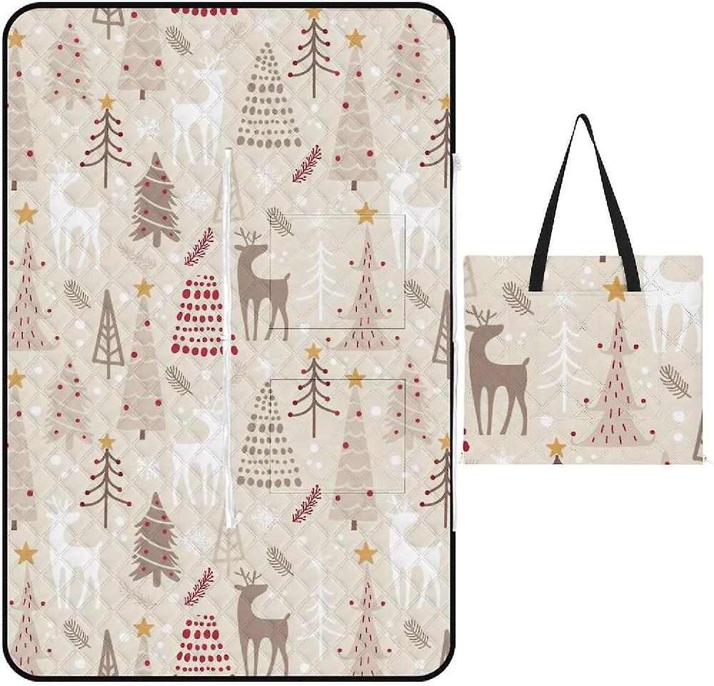 EDGFEWWOI215Watercolor-Christmas-Sweets-Cartoon Picnic Blanket Outdoor Camping Mat Foldable Portable Tote Bag 3-Layer Waterproof Backing for Outdoors Rilascio limitato