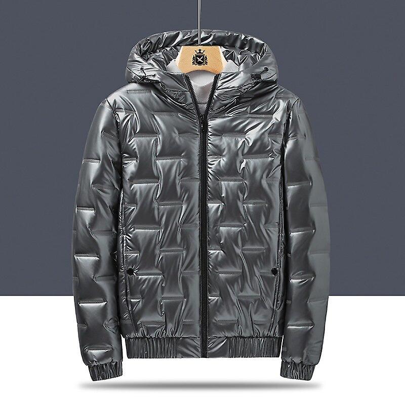 Winter Glossy Men's Hooded Down Parkas Male Windbreaker Fashion Thermal Coats Mens Thick Warm Black Jackets Brand Outwear Coat Outlet