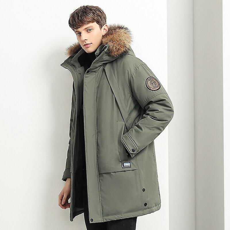 Uomini Inverno Casual Classic Pelliccia lunga Colletto spesso Parkas Giacca Cappotto Uomo Outwear Tasche con cappuccio Impermeabile In Vendita
