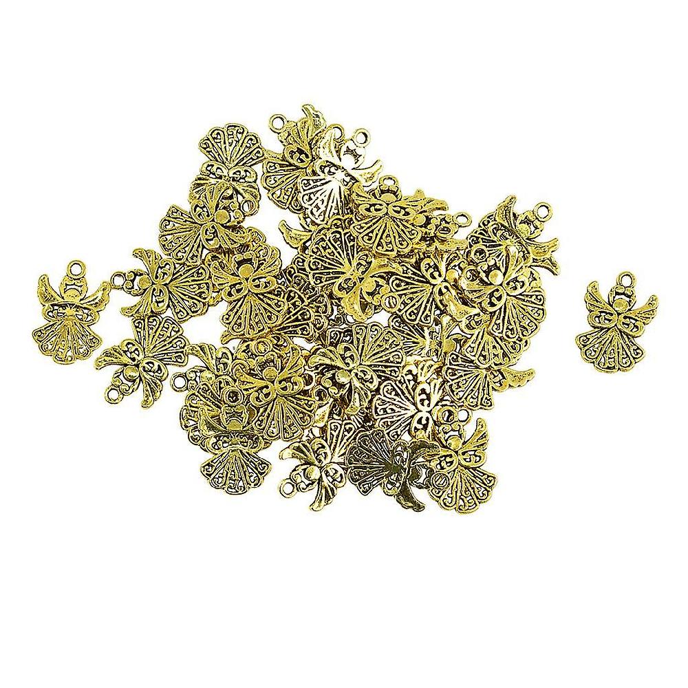 50 Pieces Alloy Hollow Angel Shape Charms Pendants For Jewelry Making Gold Flash Sale