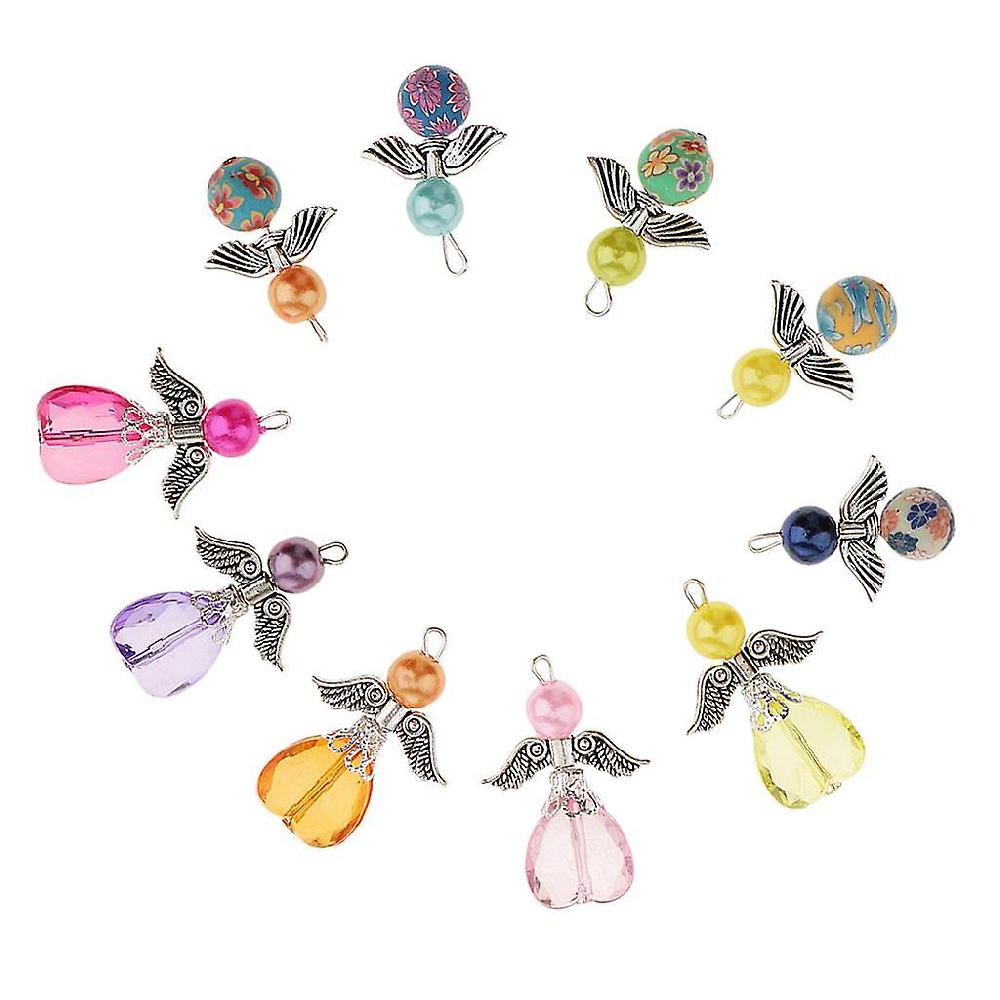10 Pieces Mixed Angel Wing Charms Pearl Pendant Diy Jewelry Craft Findings Fornitura limitata