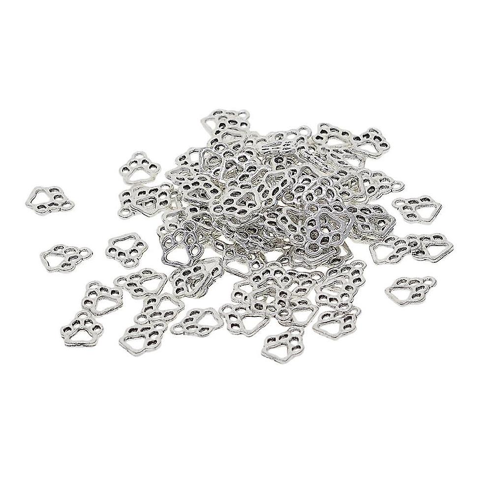 100 Pieces Tibetan Silver Hollow Pet Cat Paw Footprint Jewelry Making Charms Shopping online