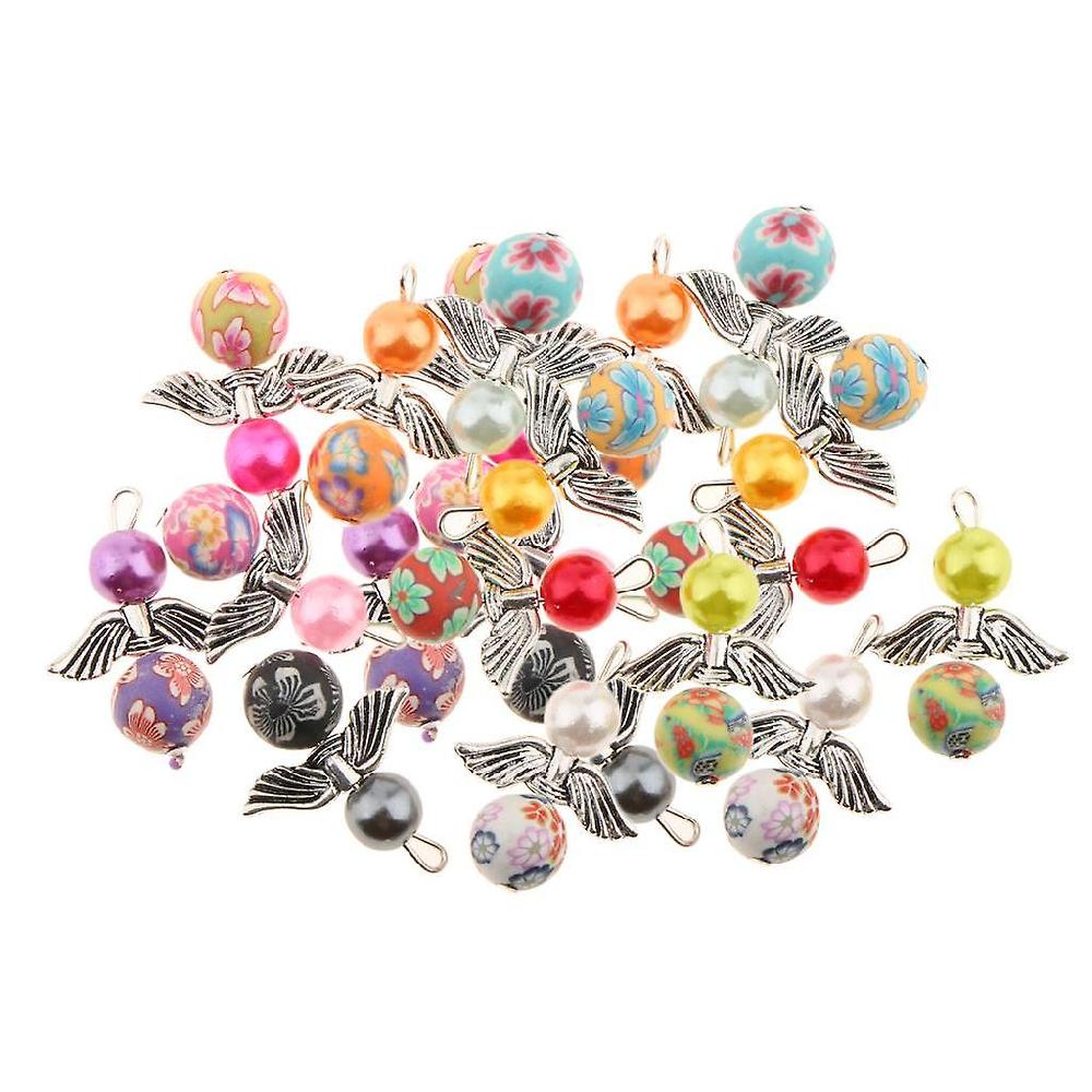 20pcs Tibetan Silver Angel Wing Pearl Polymer Clay Beads DIY Dangle Pendenti Black Friday