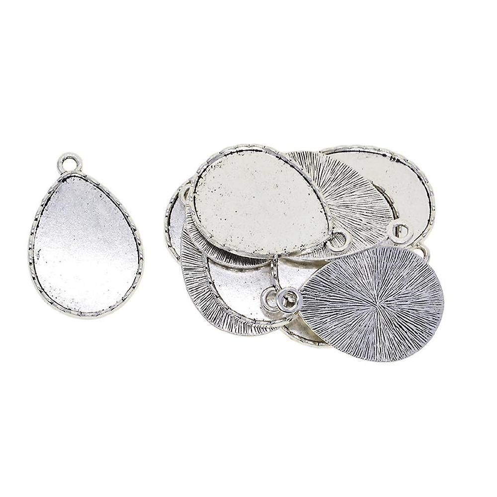 10 X Tibetan Silver Blank 30 X 40 Drop Cabochon Bezel Base Pendants Offerta per la Festa della Mamma