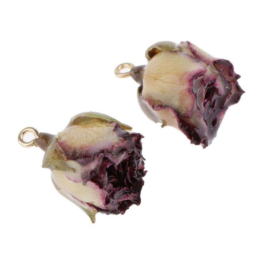 1 Pair Resin Dried Flower Rose Charms Diy Jewelry Making Findings With Leaf Grandi sconti