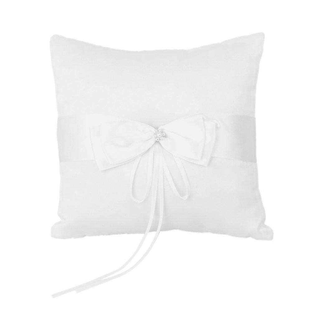 Faux Pearl Flower Wedding Party Pocket Ring Pillow Cushion 4" x 4" ACQUISTA ORA