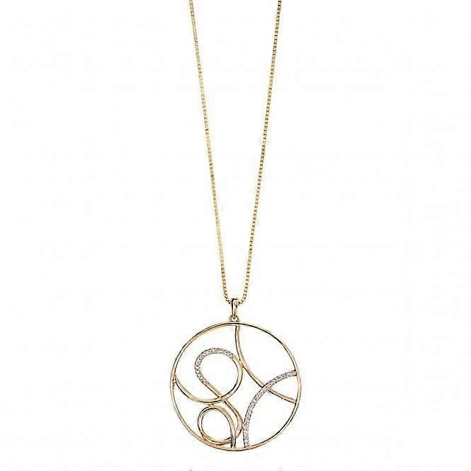 Elements Yellow Gold Round Scroll Pendant Pave Detail GP717Z475GN051 Negozi Online