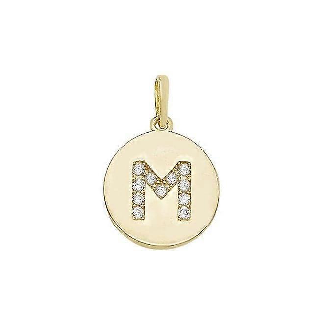 9ct Yellow Gold Round Zirconia Initial Pendant PN610/M Prezzo Ridotto