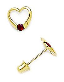 14k Yellow Gold January Red2x2mm CZ Cubic Zirconia Simulated Diamond Love Heart Screw back Earrings Measures 7x7mm - Ear Hotsell