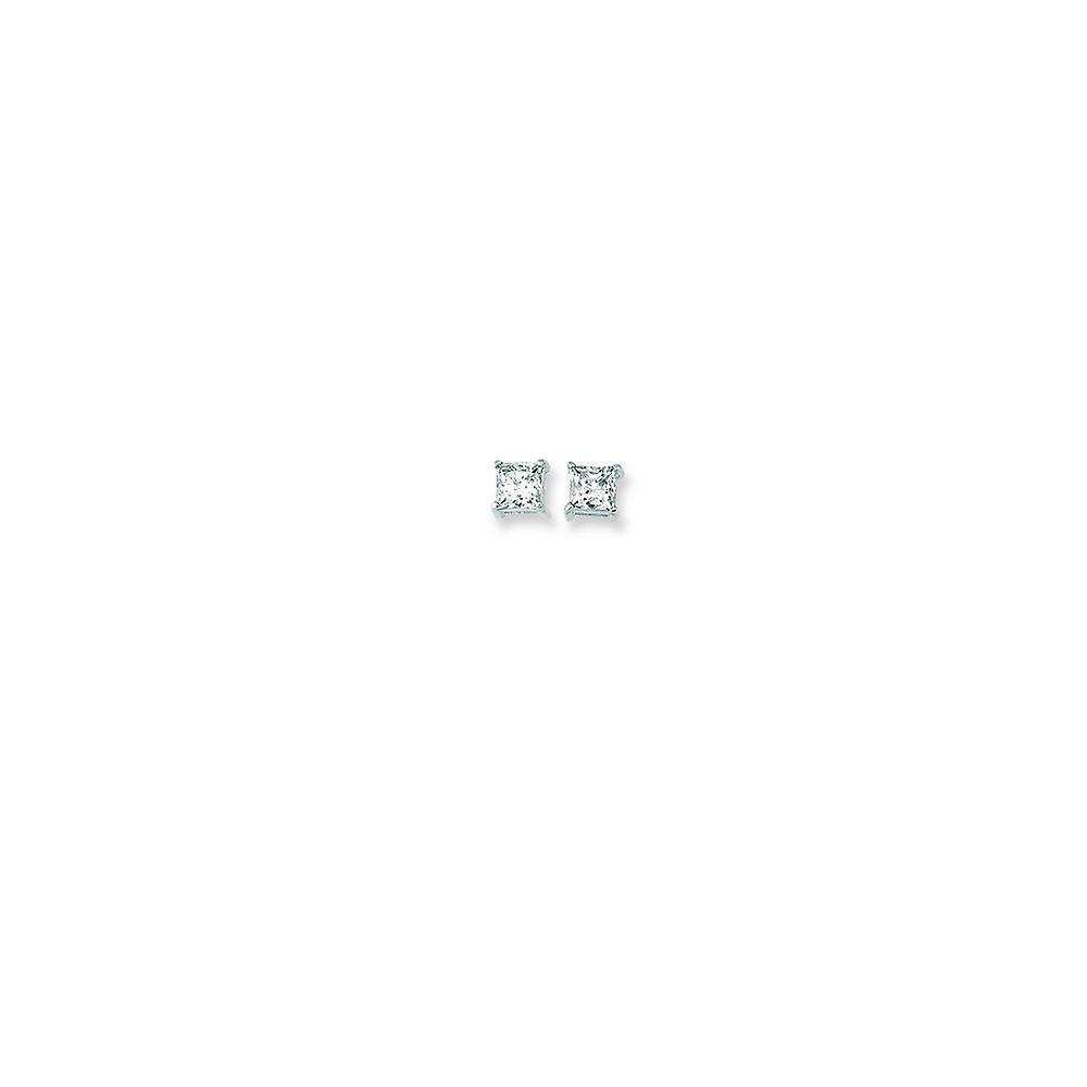14k White Gold Shiny 5.0mm Square Faceted White CZ Cubic Zirconia Simulated Diamond Stud Earrings - Stud Earring for Wom Negozio