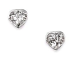 14k White Gold Love Heart Screw Back Earrings Measures 6x6mm - Earring for Women