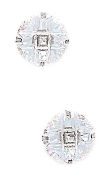 14k White Gold 9mm 9 Segment Round CZ Cubic Zirconia Simulated Diamond Light Prong Set Earrings - Earring for Women Offerta speciale