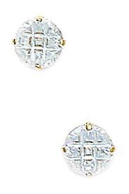 14k Yellow Gold 6mm 9 Segment Round CZ Cubic Zirconia Simulated Diamond Basket Set Earrings - Earring for Women Fornitura limitata