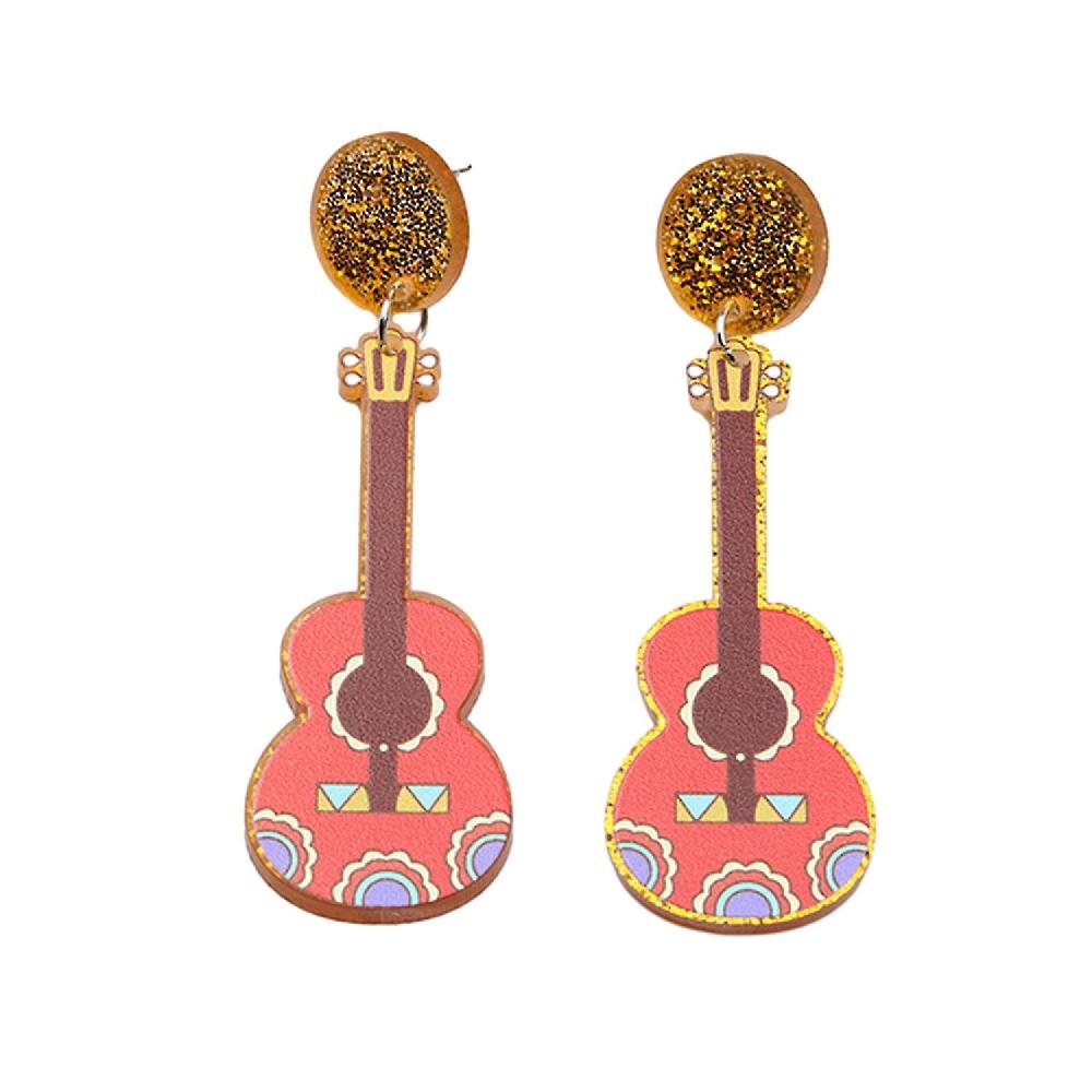 2Pcs Mexican Carnival Stud Earrings Colorful Hats Violin Design Various Styles Mexican Earrings Vendite stagionali
