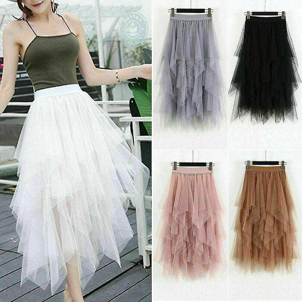 Donna Tulle Gonna Elastico Vita Mesh Lungo Paragrafo Gonna Abito Enormi risparmi