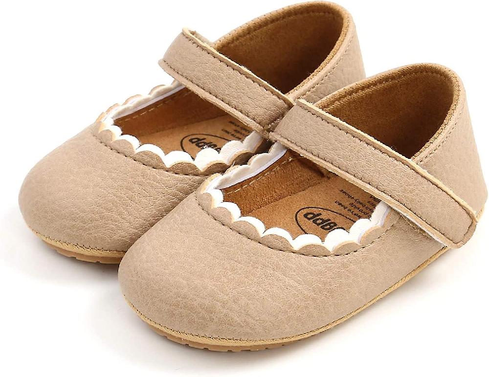 Baby Girls Soft Princess Dress Flats Shoes Infant Wedding Mary Jane Anti-slip First Walker Newborn Shoe Baptism Christening Texture Sole Sneaker Shoes Offerte