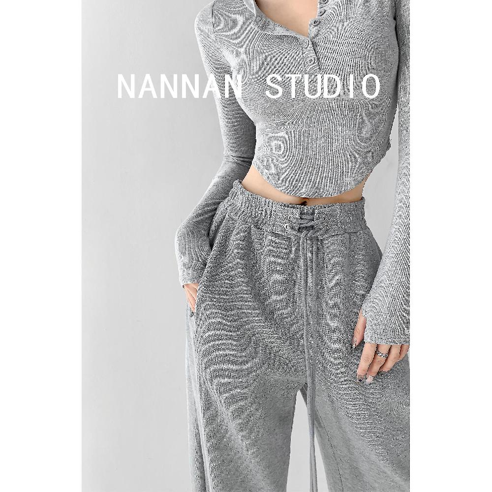 Young Hot Girl Pink Loose Drooping Sport Pants Women's Spring And Summer Drawcorn High Waist Pantaloni Mop legati alla caviglia Shopping online