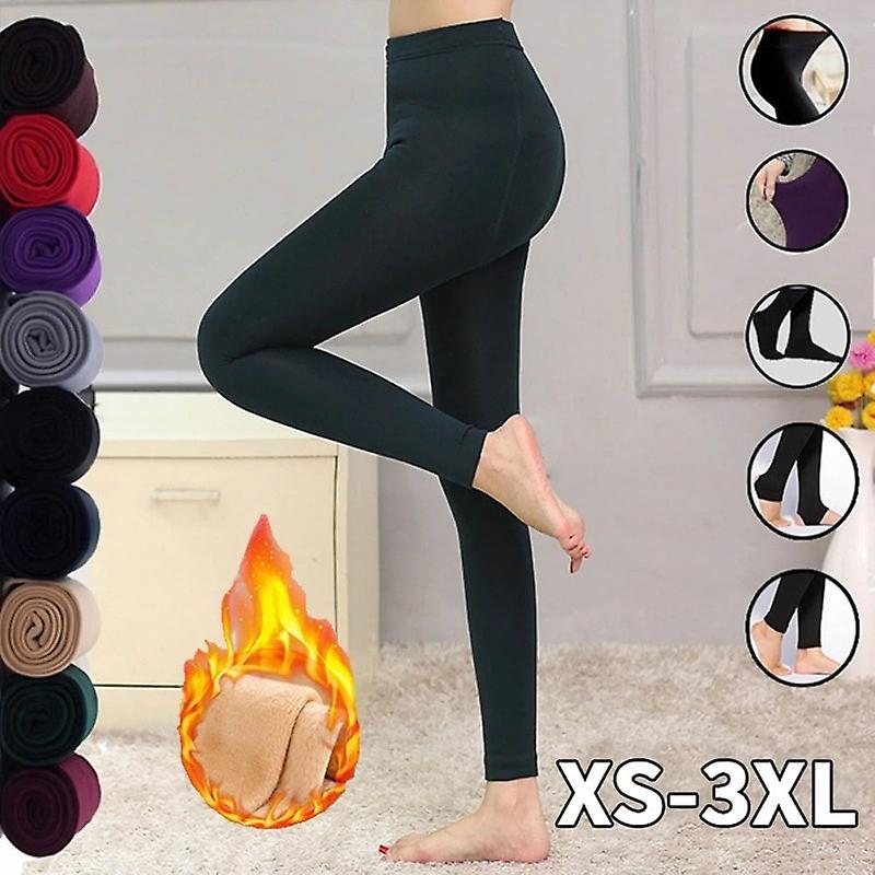2023 Autumn Winter Women Thick Warm Leggings High Waist Elastic Pants Candy Color Brushed Charcoal Stretch Pants Warm Elastic Tights Cyber Monday