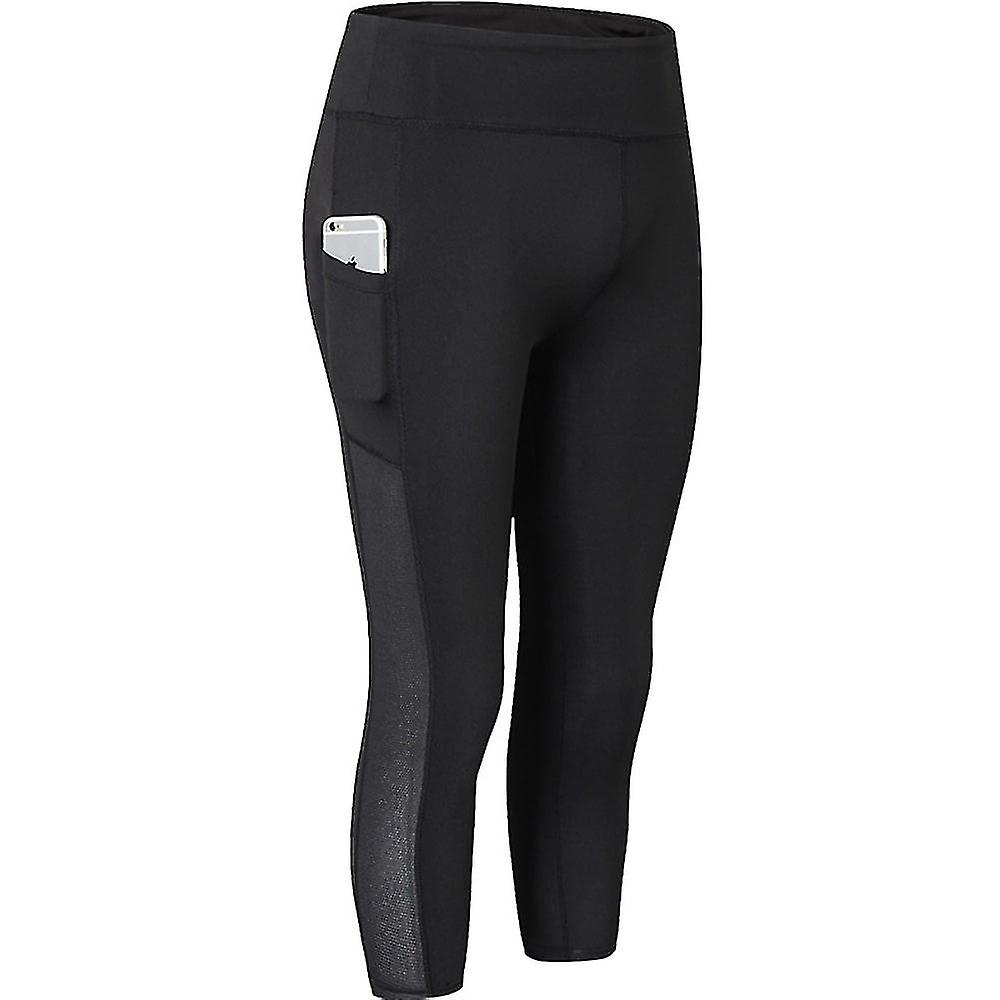 Women's Running Tights Leggings Running Capri Leggings Patchwork With Phone Pocket 3/4 Tights Sports & Outdoor Athletic Spandex Breathable Sweat Wicki